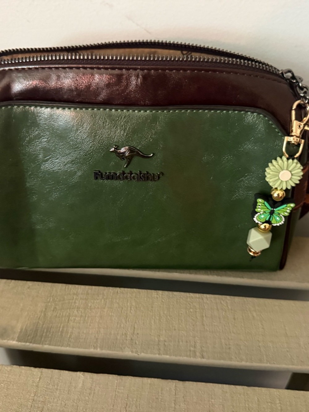 Green and Brown Colorblock Crossbody Bag - Picture 2 of 6